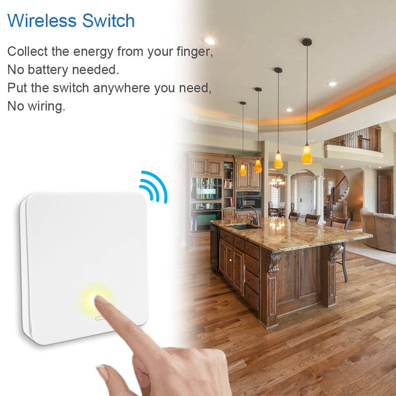 Interruptor de luz inteligente con WiFi, interruptor inalámbrico de RF sin batería, Control remoto de iluminación, Control por voz de Alexa Echo y Google Home