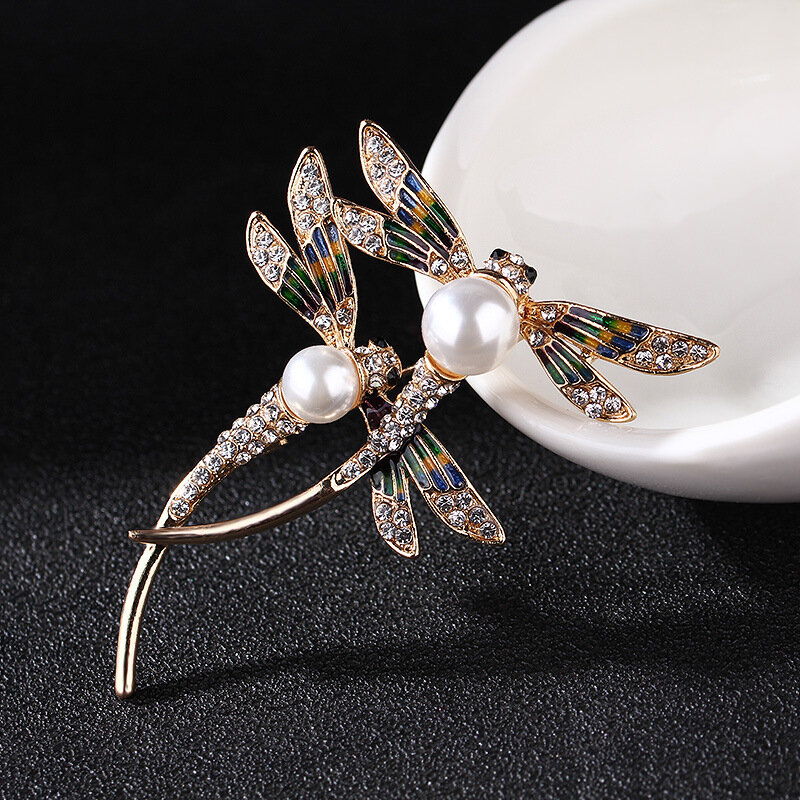 RHao New Dragonfly Brooches Large Couple Flying Insect Dragonfly Brooch pins Women Men's suit corsage collar coat jewelry broach