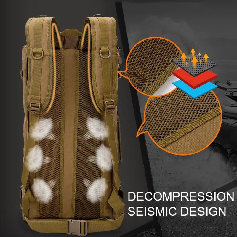 Mochila de viaje de camuflaje de gran capacidad para hombre, bolsa de tela Oxford para exteriores, resistente al agua, duradera, multifunción, para ordenador portátil