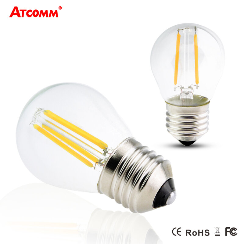 Bombilla de filamento LED E27 regulable G45, 2W, 4W, 6W, Bombillas de diodo incandescente, ampolla LED E27, 110V, 220V, lámpara Retro Edison de alto Lumen