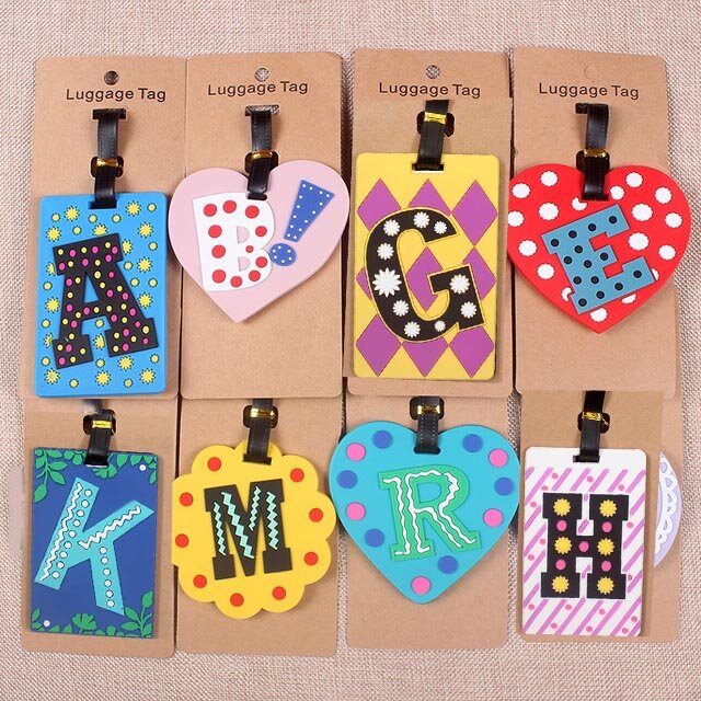 Cute 26 Letters Travel Accessories Luggage Tag Cartoon Silica Gel Suitcase ID Addres Holder Baggage Boarding Tags Portable Label