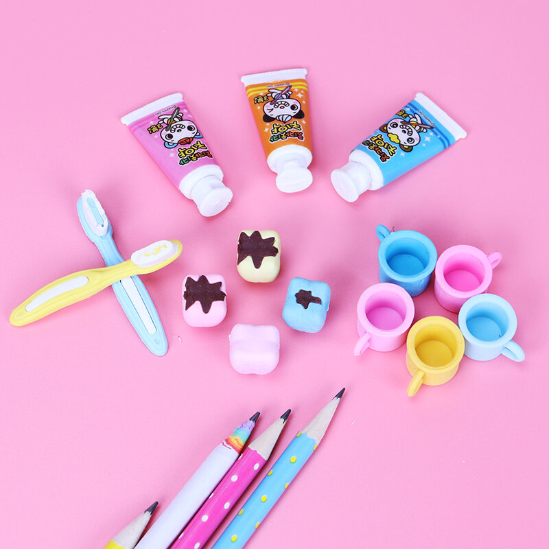 4PCS/Set New Fashion Tooth Shaped Eraser Rubber Stationery Kid Gift Cute Pupils Supplies