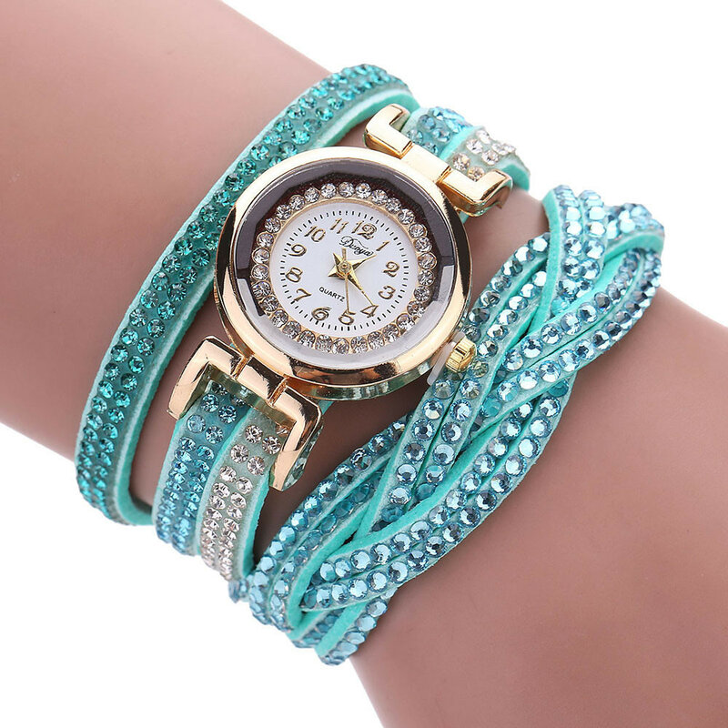Duoya relógio de pulso de quartzo feminino, pulseira dourada luxuosa de marca 2019 para mulheres vestido presente q529