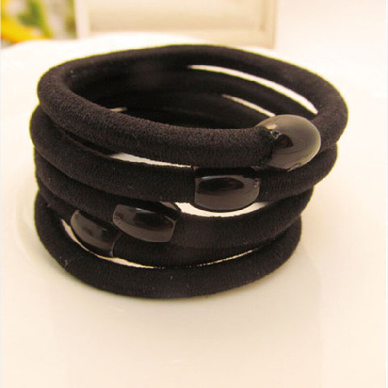 黒の輪ゴム,30個,ヘアスタイリングツール,ゴム製のスプリングコード,ポニーテールホルダー,ヘアアクセサリー