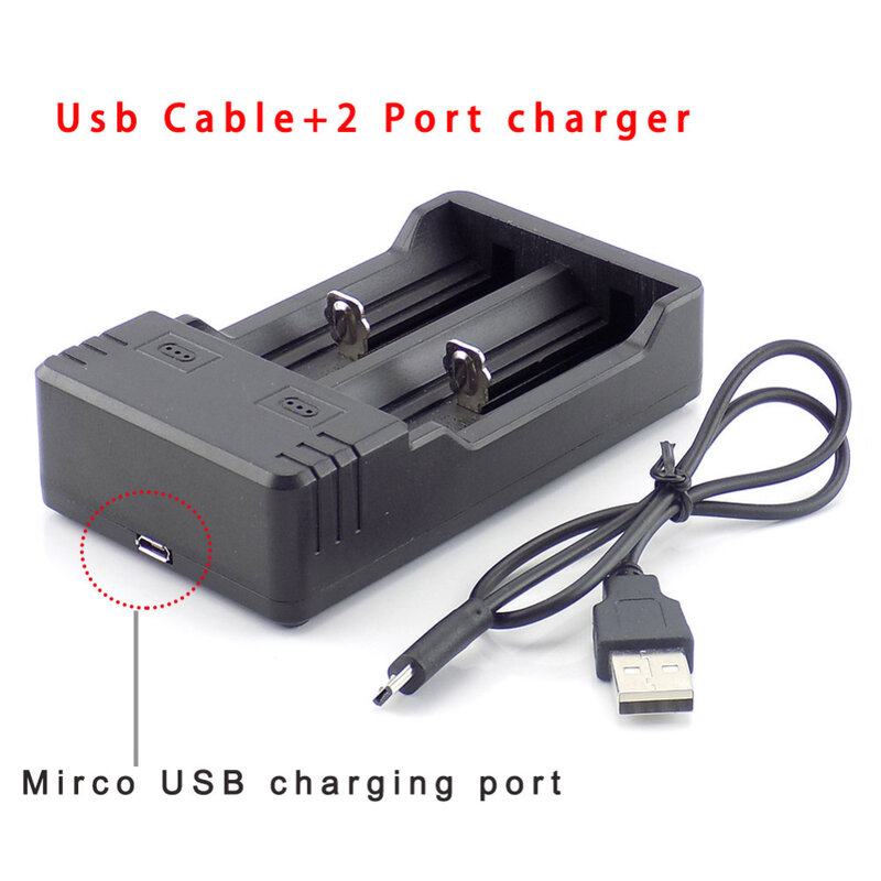 DC 5v 3,5mm 1 puerto Dual Mirco USB Cable de puerto de carga de energía con cargador de batería 18650 adaptador de línea enchufe para linterna