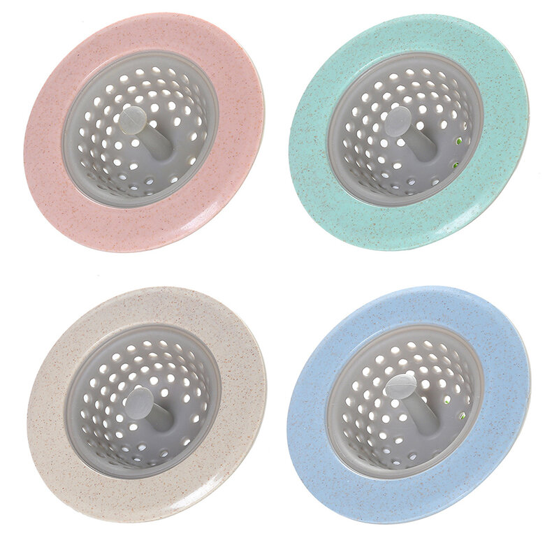 Kitchen Filter Silicone Wheat Straw Strainer Bathroom Shower Drain Sink Drains Cover Sewer Hair Filter 4 Color Optional