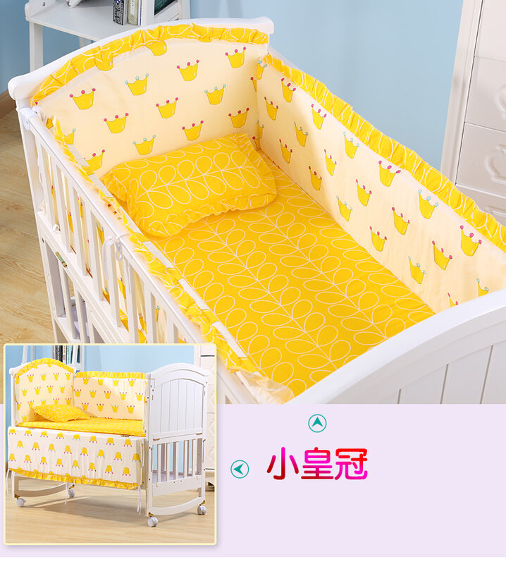Conjunto de cama de algodão para bebê, 6 peças, fino, verão, recém-nascido, menino, menina, inclui berço, colchão, travesseiro com enchimento