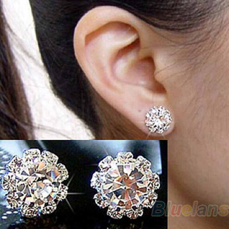 Brand New FASHION spherical Crystal Flower Stud Earrings for Women Wedding Bridal Gift e0105