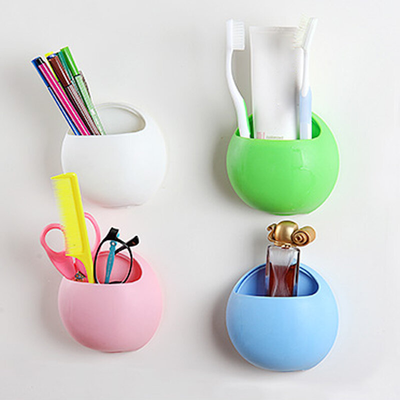 Cute Toothbrush Holder Suction Hooks Cups Organizer Bathroom Accessories Tooth Brush Holder Cup Wall Mount Set Bathroom Sucker