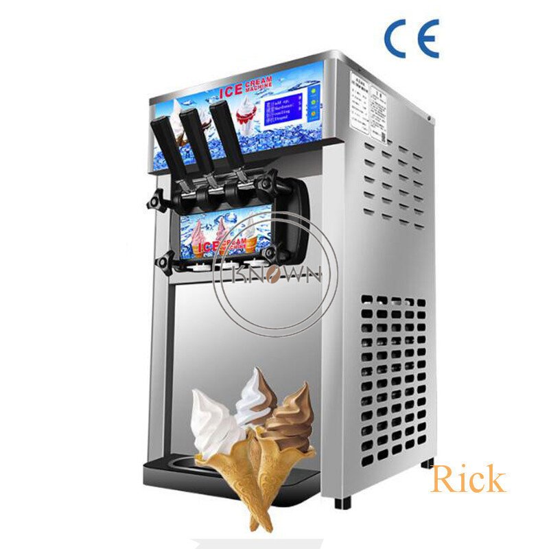 Minimáquina de helado de servicio suave de 1200W, máquina para hacer helados comercial de 3 sabores