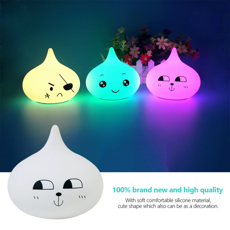 4Pcs Lovely Cartoon Silicone Baby LED Night Light 7 Colors Changing bedside Toy Lamp for Kids Birthday Christmas New Year Gift