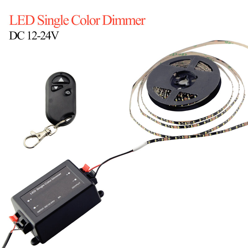 Одноцветный светодиодный диммер, 12-24 В постоянного тока, 8 а, с дистанционным радиоуправлением, для точечных LED светильников, утопленная лент...