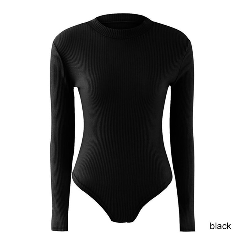 Women Elastic Tight Fashion One Word Collar Long-Sleeved Tight-Fitting Jumpsuit