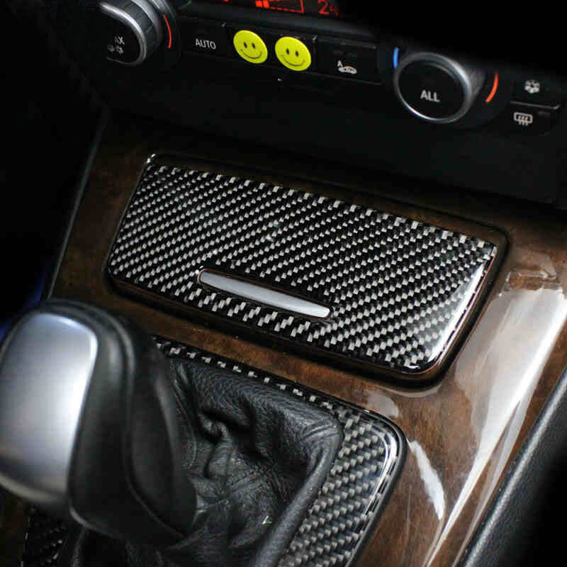 Pegatina de fibra de carbono para coche BMW, caja de almacenamiento Interior, Panel embellecedor, cubierta, calcomanías, accesorios de la Serie 3, E90, E92, E93, 2005-2012