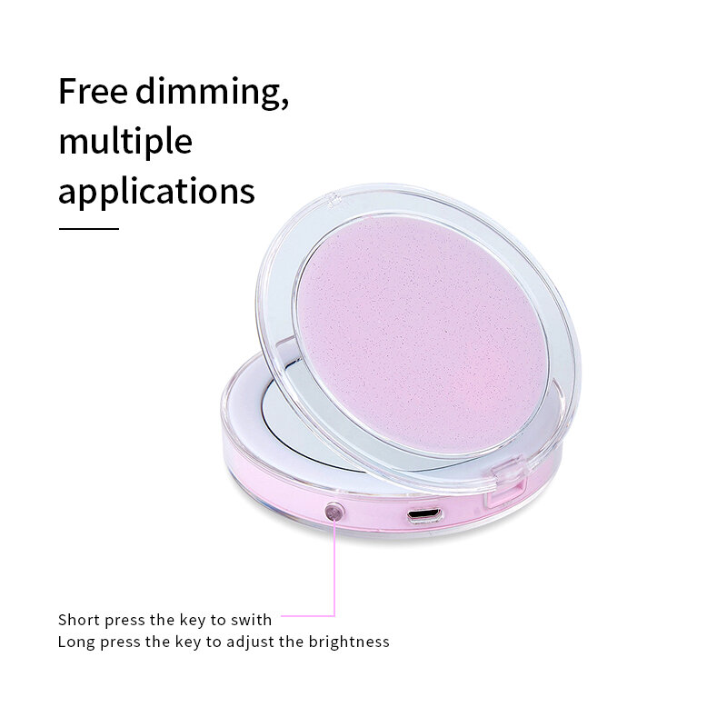 Мини-зеркало для макияжа с 11 светодиодами, увеличение 1X 3X, ручной складной маленький портативный сенсорный датчик, USB-зарядка светильник макияжа