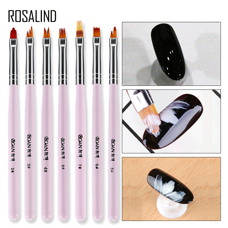 ROSALIND แปรงเล็บสำหรับเจลอะคริลิค 1PCS อุปกรณ์เสริม Gel Varnish ดอกไม้วาดสำหรับเล็บออกแบบเล็บ Art Extension เครื่องมือ