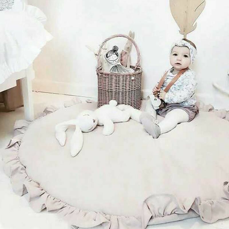 Tapete nórdico para bebês, esteira de jogos e recém-nascidos, algodão macio, com babado, sólido, decoração para quarto de crianças