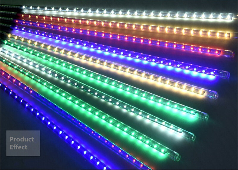 Cadena de luz LED para ducha de meteoros, tubo de lluvia, luz nocturna, decoración navideña, impermeable, 110V-220V, Color colorido, boda romántica