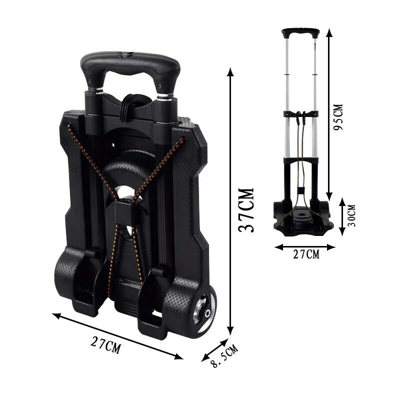 Portable Travel Cart Adjustable Metal Rod Folding Home Luggage Carts Trolley Shipping Cart Fixed Trip Bags Accessories Supplies