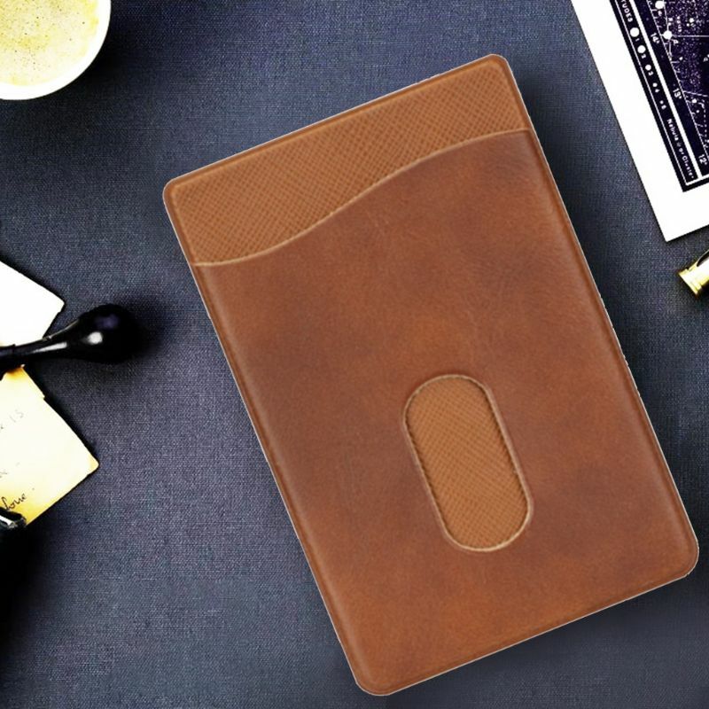 Leather Card Holder 3M Adhesives Credit ID Mobile Phone Back Pocket Wallet Case Stickers Bag Pouch