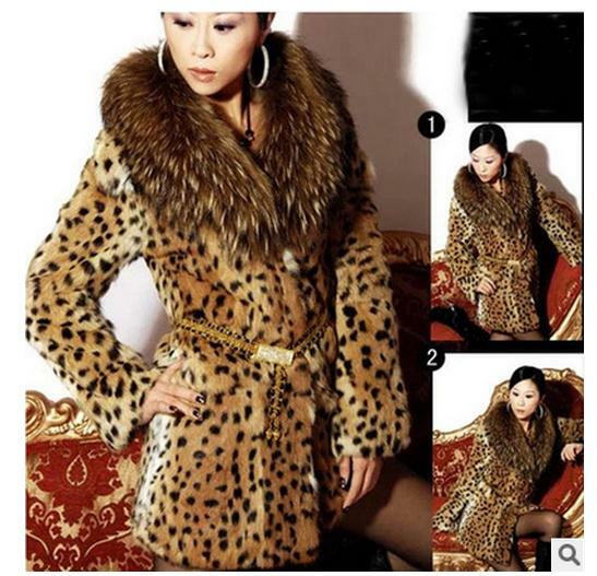 S/9XL Frauen Leopard Print Faux Pelz Mantel Frauen Casual Waschbären Pelz Kragen Mode Mann-Made Pelz Lange jacke Plus Größe Mantel K18