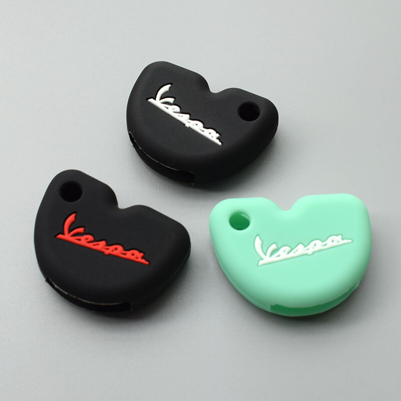 silicone rubber key fob set case cover cap sticker protect keyring keychain for Vespa piaggio new fly 3vte 125 gts gtv 250 300