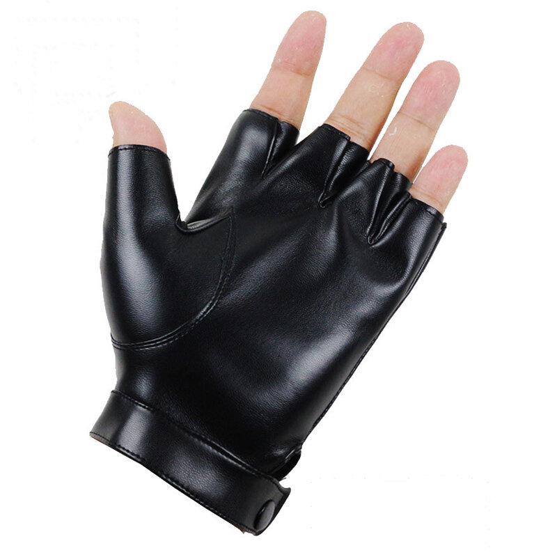 LONGSONGO – gants demi-doigt unisexe, en cuir, pour extérieur, conduite, nouvelle mode