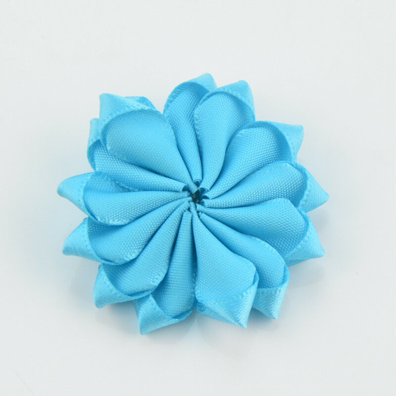 Yundfly fita de cetim chique 10 peças, flor com pérola falsa para bebês meninas acessórios de cabelo tecido flores para faixas diy