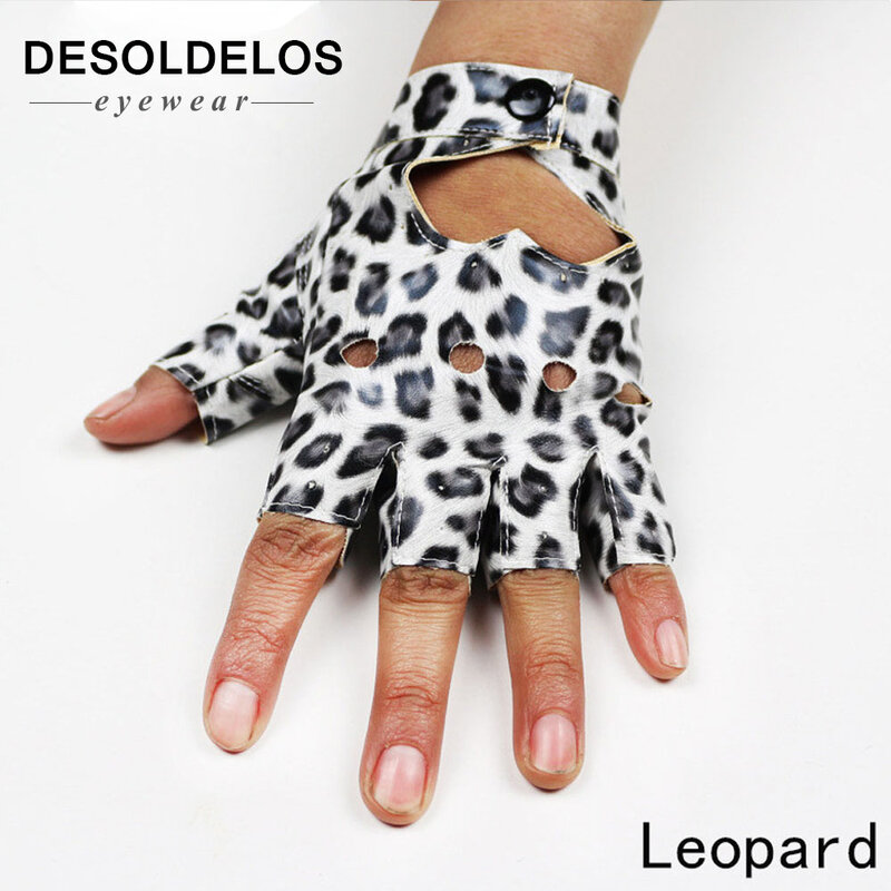 DesolDelos – gants de danse en cuir pour femmes, demi-doigt, Hip Hop, découpe cœur, Sexy, sans doigts, pour spectacle
