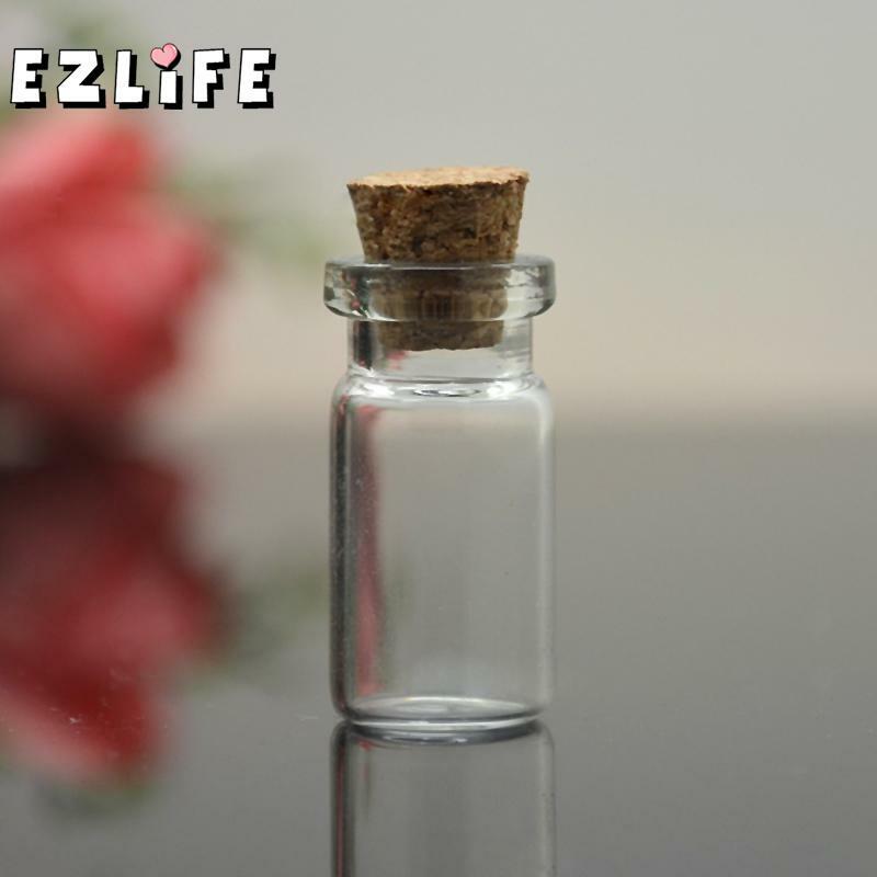 Mini tapón de corcho transparente, botellas de vidrio, viales tarros contenedores, botellas de deseos pequeños # ZH210, 10 Uds.