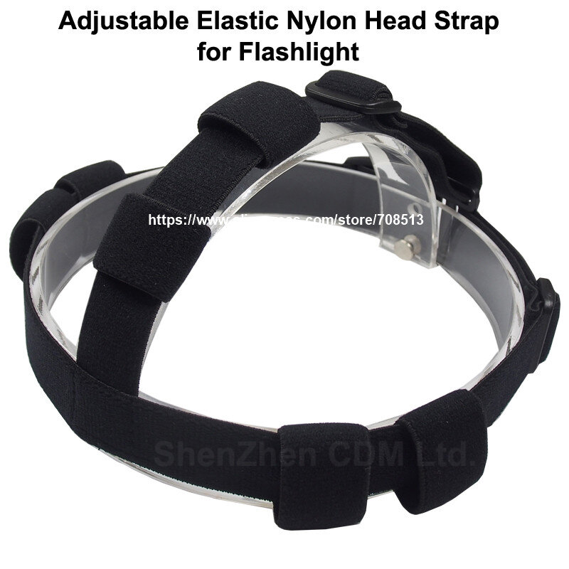 Sangle de tête en Nylon élastique réglable pour lampe de poche-noir (1 pièce)