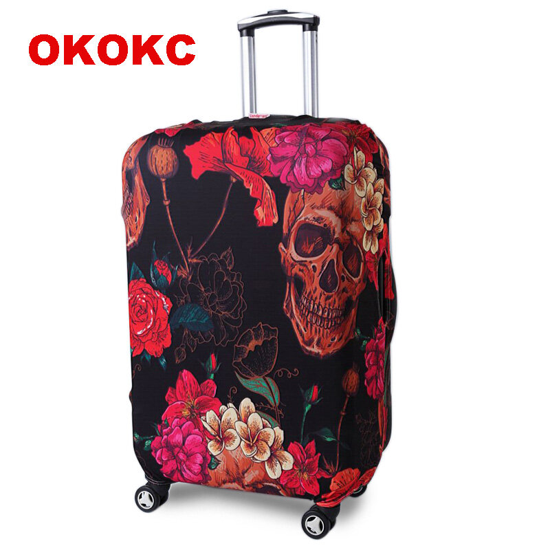 OKOKC-حقيبة سفر حمراء ريترو ، غطاء واقي مرن لحقيبة السفر ، 19 "-32" ، ملحقات السفر