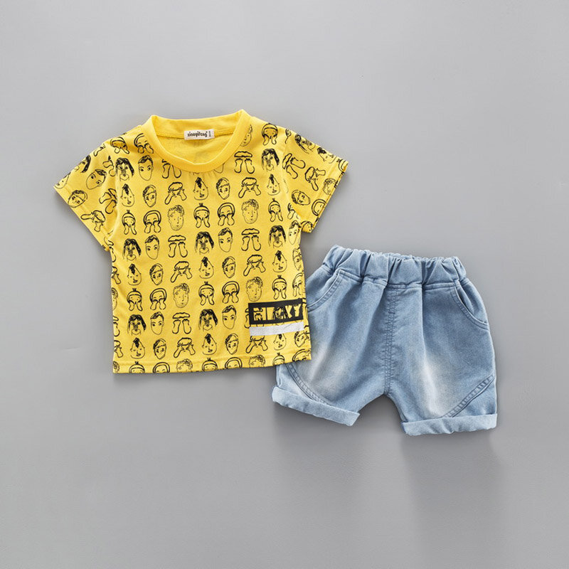 Baby Cartoon Jungen Mädchen Sommer Kleidung Set Neue Nette Kurzarm T hemd Anzug Kinder Kleidung Jungen Outfit