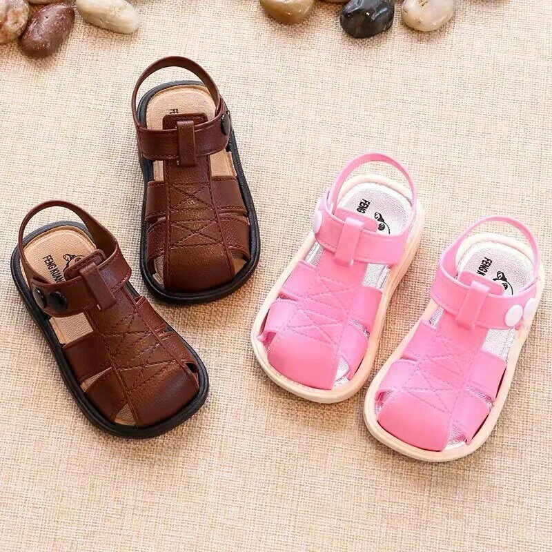 Sandálias infantil para meninos e meninas, sapatos de praia antiderrapantes com fundo macio para crianças de 1-3 anos, sapatos de verão para atividades ao ar livre