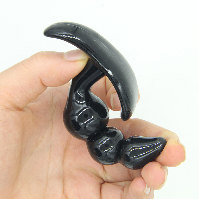 Dingye-juguetes sexuales anales de silicona para principiantes, tapón Anal de cuentas, productos sexuales de silicona, color negro