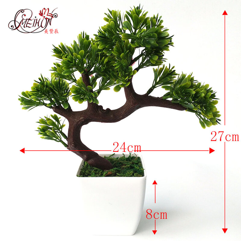 Artificial bonsai tree Welcoming plant Fake flower Green plant  Simulation pine trees  Flower pot vase wedding home decoration