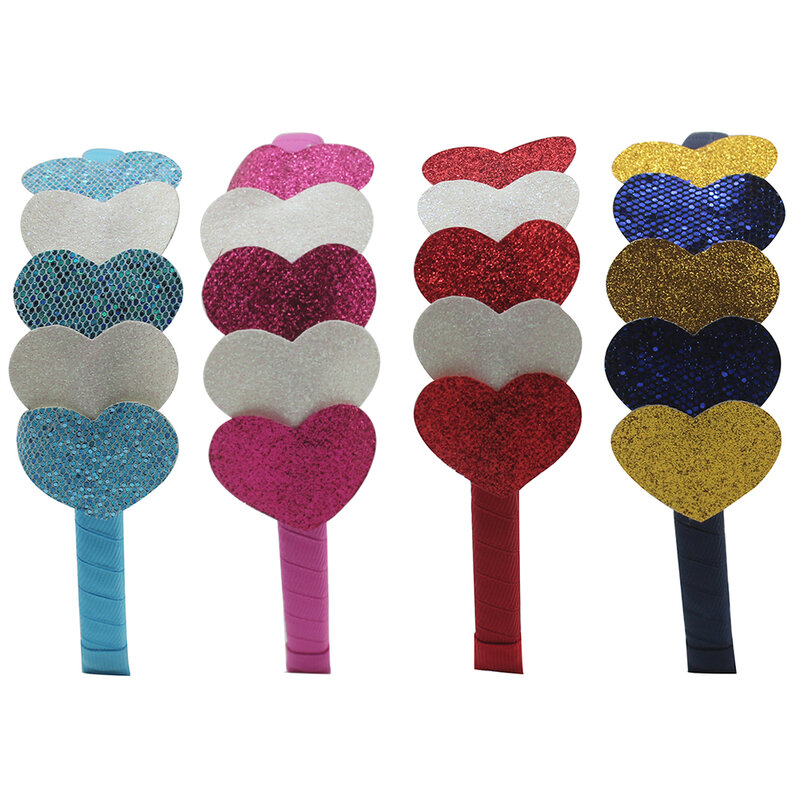 Girls Sequins Love Heart Shiny Color Kids Hair Accessories Headbands Gift For Children