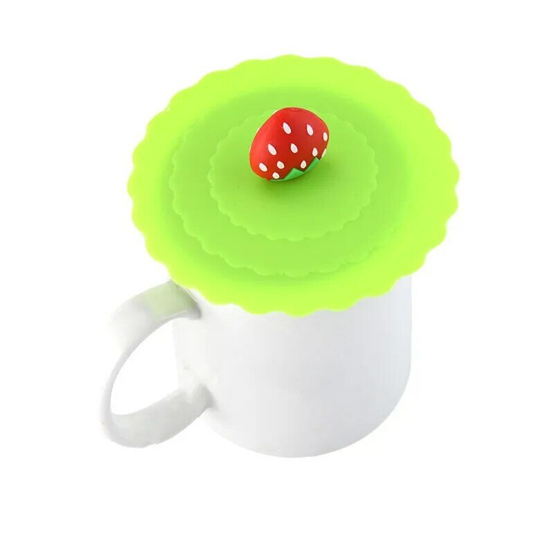 Cute Fruits Adorn Water Drinking Cup Lid Silicone Anti-dust Bowl Cover Cup Seals Glass Mugs Cap Diameter 10cm