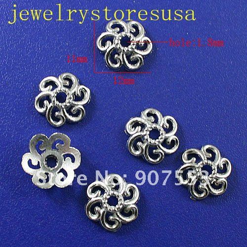 40pcs Tibetan silver /shinny gold color crafted hollow flower bead caps
