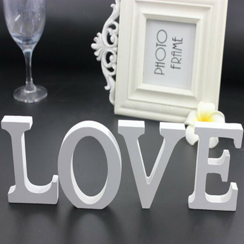Letras de madera blancas de 8CM para decoración del hogar, 1 unidad, alfabeto inglés, diseño de nombre personalizado, arte artesanal para boda