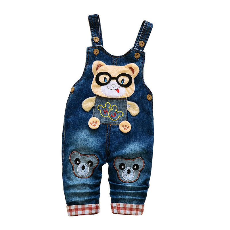 BibiCola 2022 baby boys overalls cartoon spring jumpsuits for infant boys new denim trousers for toddler boys pants jeans