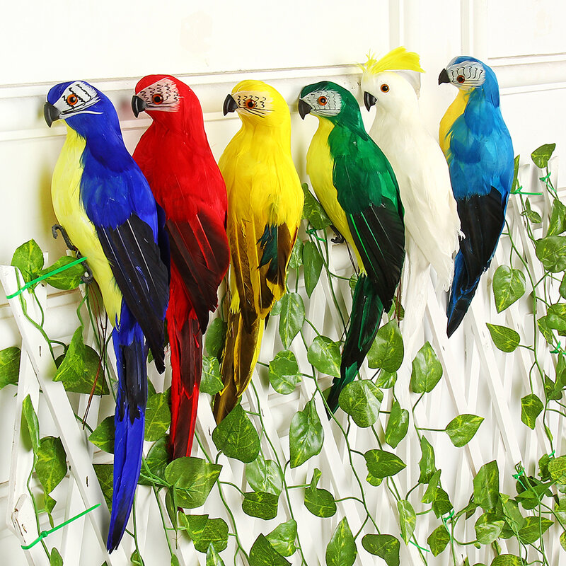 Figurine de perroquet faite à la main de 25/35 cm, accessoire décoratif en oiseau pour animal de jardin