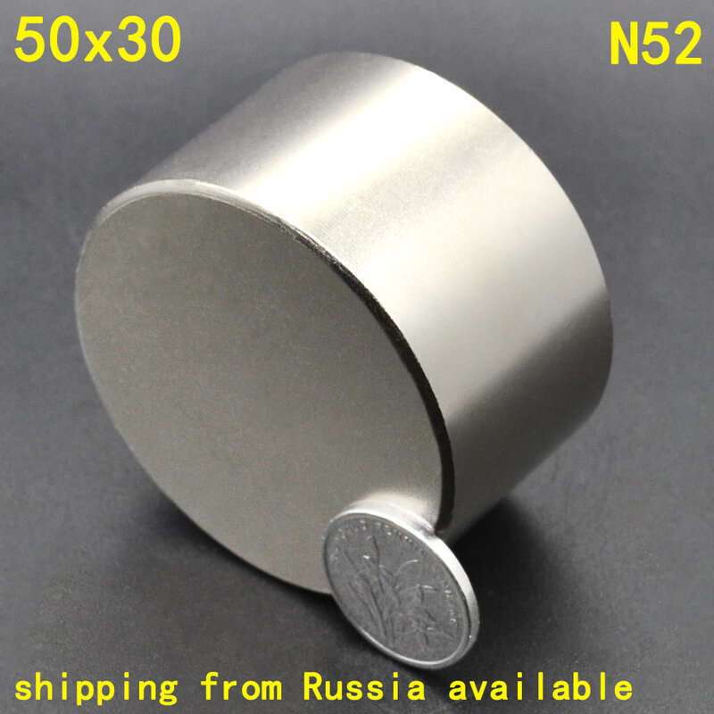 1Pcs N52 50 x 30 Permanent Round Magnet 50*30 50mm x 30mm Big Super Strong Powerful Neodymium Magnet