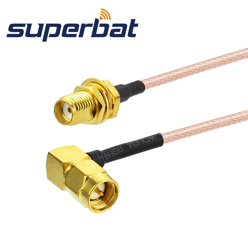 Superbat SMA BulkHead Female to Right Angle Male Pigtail Cable RG316 20cm Antenna Feeder Cable Assembly