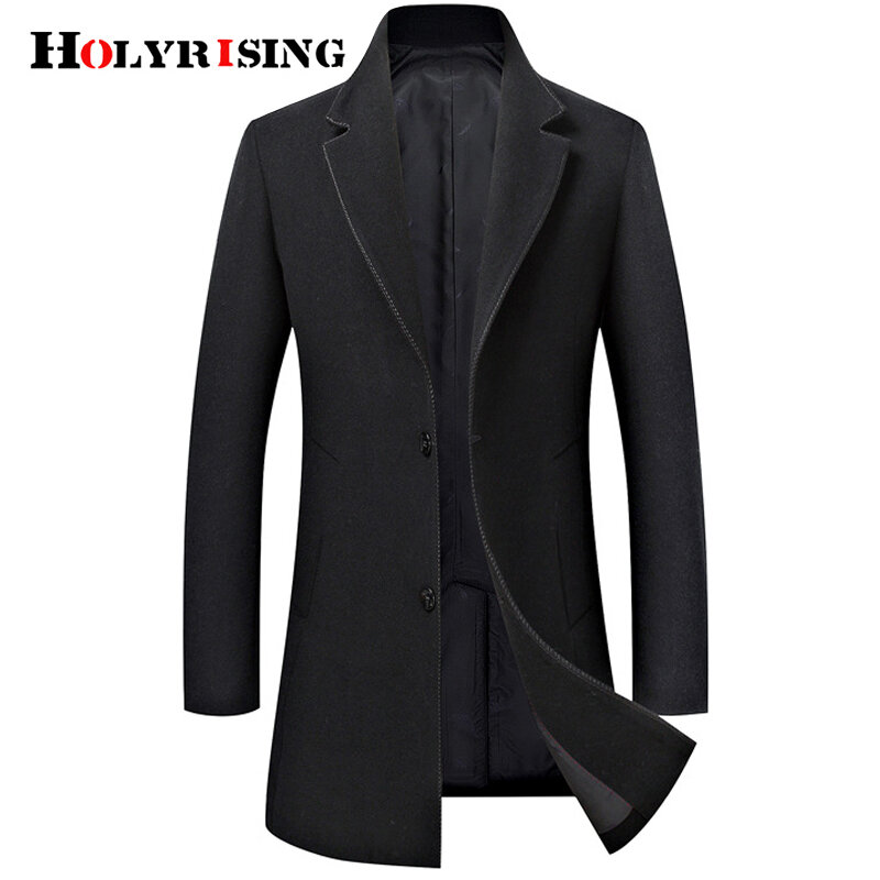 Holyrising Abrigo hombre ฤดูหนาวแจ็คเก็ตชายเสื้อขนสัตว์แฟชั่น Outerwear เสื้อผู้ชายแคชเมียร์เสื้อ manteau Homme 18522- 5