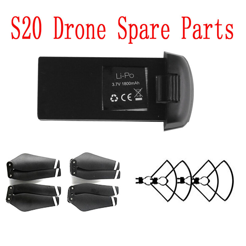 SMRC S20 drone لا GPS أو GPS اكسسوارات 3.7V 1800 7.4V 900 mAh بطارية طويل وقت العمل المحرك أجزاء المراوح واقية إطار