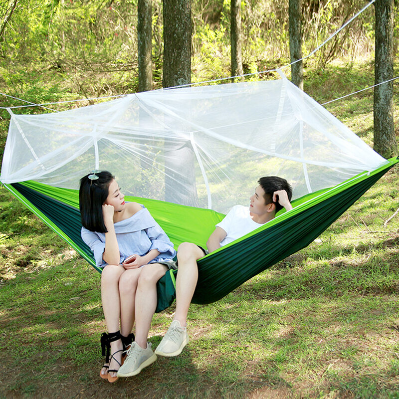 Ultraleve de alta resistência parachute balanço hammock caça com mosquito rede viagem dupla pessoa hamak para acampamento ao ar livre