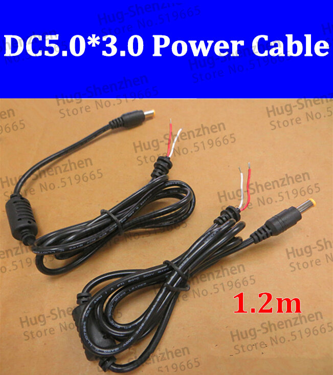 Alta calidad 10 unids/lote 1,2 M salida DC cable DC5.0 * 3,0 conector con pin para samsung laptop