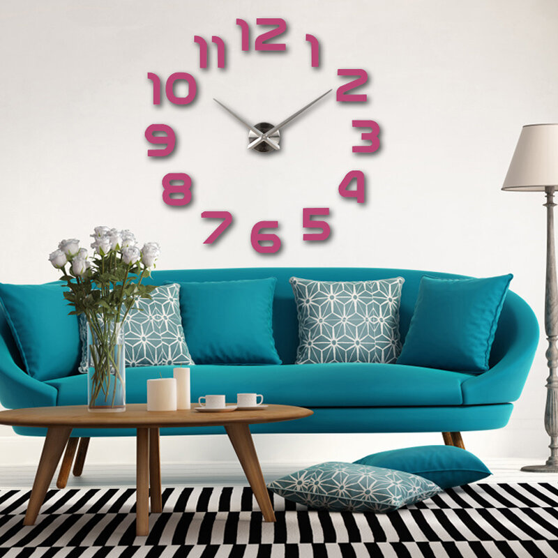 2016 nouvelle horloge montre mur horloges horloge 3d diy acrylique miroir Autocollants Décoration de La Maison Salon Quartz Aiguille livraison gratuite