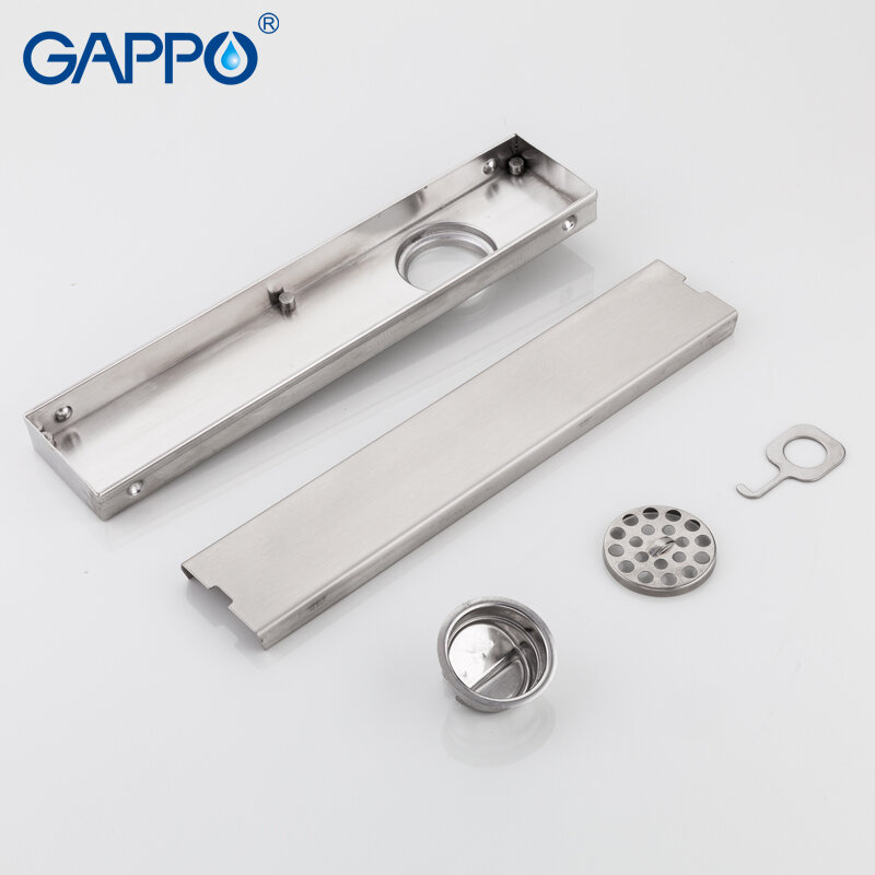 GAPPO – gouttière de douche anti-odeur pour salle de bain, en acier inoxydable, système de drainage de sol, avec des carreaux, piège pour vidange d'eau sèche et étanche, Y85535